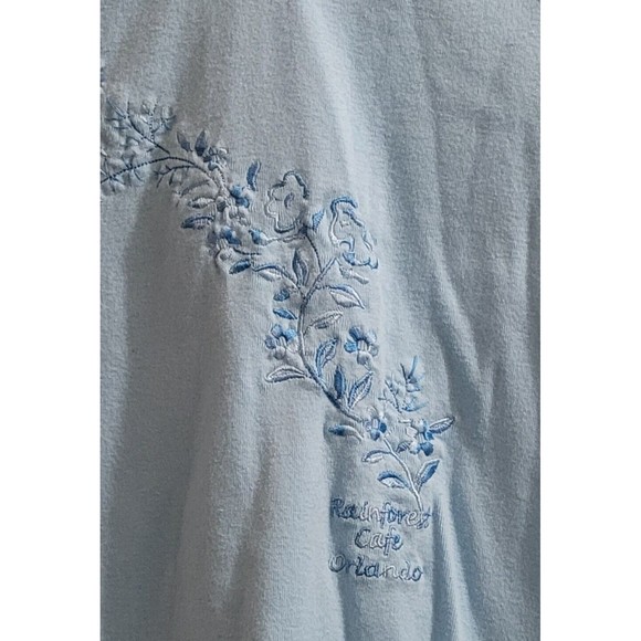 Vintage Rainforest Cafe Souvineer Blue Floral Embroidered Juniors XL T-Shirt - Picture 3 of 5